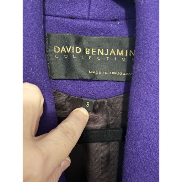 Vintage David Benjamin Overcoat Womens 8 100% New Wool Leather Trim Lined Heavy - Picture 8 of 9